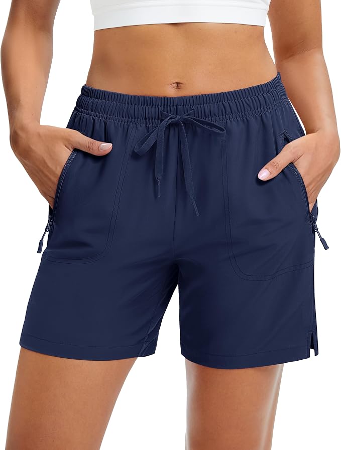 Women's 5-Inch Hiking Shorts with UPF 50+, Quick Drying Fabric & Lightweight with Pockets in Navy